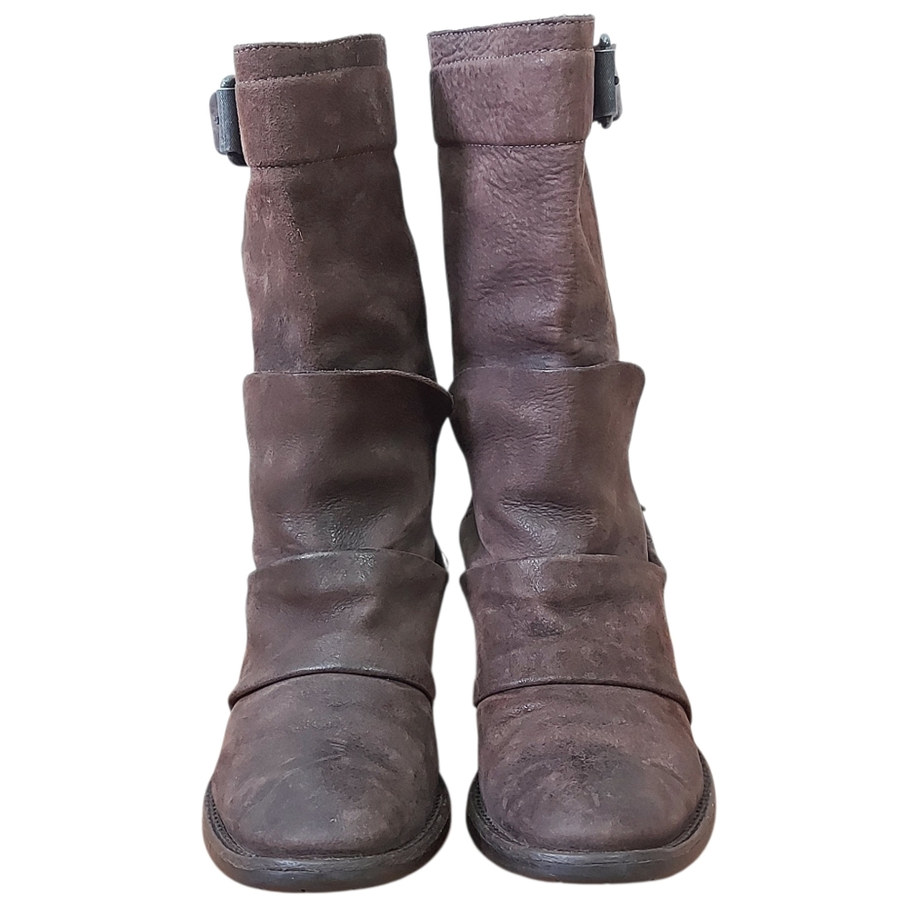 Vera Wang Lavender Women Buckle Motocycle Harness Boots Size 8 M Brown Mid-calf - Picture 2 of 16